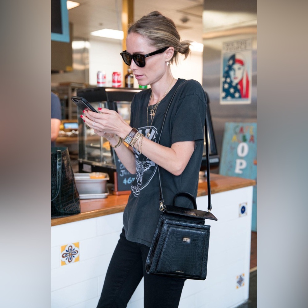 Anine Bing Katya Bag - Black Croco